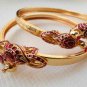 INDIAN POLKI DESIGNER GOLD FINISH PEACOCK MEENA BANGLE KADA BRACELET PAIR AC86