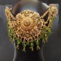 GOLDTONE SEMIPRECIOUS STONE CZ POLKI JUDA HEAD DECORATION BUN PIN HAIR ASSOSERIE