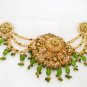 GOLDTONE SEMIPRECIOUS STONE CZ POLKI JUDA HEAD DECORATION BUN PIN HAIR ASSOSERIE
