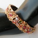 BEAUTIFUL INDIAN GOLD TONE POLKI HINGED CZ RUBY 1PC BANGLES BRACELET 2.6 DJ172