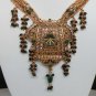 4PC JODHA AKABAR GOLD FINISH CZ POLKI HEAVY JEWELRY BRIDAL NECKLACE SET YA12