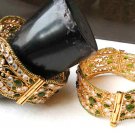 BEAUTIFUL GOLD TONE POLKI SEMIPRECIOUS STONE PEARIDOT 2PC BANGLES BRACELET 426X