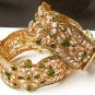 BEAUTIFUL GOLD TONE POLKI SEMIPRECIOUS STONE PEARIDOT 2PC BANGLES BRACELET 426X