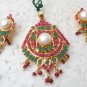STUDIO DESIGNER GOLDTONE RUBY EMERALD PEARL WEDDING 3PC PENDANT NECKLACE SET R58