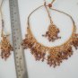4PC JODHA AKABAR GOLD FINISH CZ GEMSTONE POLKI JEWELRY BRIDAL NECKLACE SET YA18
