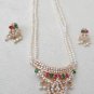 INDIAN STUDIO DESIGNER GOLD FINISH CZ PEARL WEDDING 3PC PENDANT NECKLACE SET R55