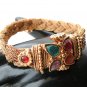 INDIAN COPPERTONE POLKI SEMIPRECIOUS STONE 1PC BANGLE BRACELET OPENABLE F323