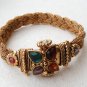 INDIAN COPPERTONE POLKI SEMIPRECIOUS STONE 1PC BANGLE BRACELET OPENABLE F323