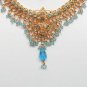GENUINE INDIAN GOLDTONE SEMIPRECIOUS STONE CZ BRIDAL POLKI NECKLACE SET 4PC FQ39