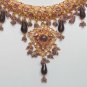 GENUINE INDIAN GOLDTONE SEMIPRECIOUS STONE CZ BRIDAL POLKI NECKLACE SET 3PC FQ38