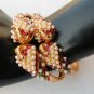 INDIAN POLKI DESIGNER GOLD FINISH PEACOCK PEARL MEENA BANGLE BRACELET PAIR DJ162