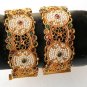 VERY BEAUTIFUL INDIAN GOLD FINISH POLKI PEARL RUBY BANGLE KADA BRACELET 2P DJ151