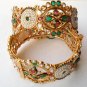 GENUINE DESIGNER INDIAN POLKI GOLD FINISH PEARL RUBY BANGLE BRACELET 2.6 DJ156