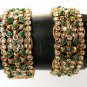 GENUINE INDIAN POLKI GOLD FINISH CZ EMERALD BRIDAL BANGLE BRACELET 2.4 2PC DJ160