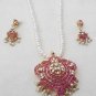PREMIUM STUDIO DESIGNER GOLDTONE RUBY PEARL WEDDING 3PC PENDANT NECKLACE SET R85