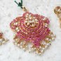 PREMIUM STUDIO DESIGNER GOLDTONE RUBY PEARL WEDDING 3PC PENDANT NECKLACE SET R85