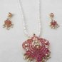 PREMIUM STUDIO DESIGNER GOLDTONE RUBY PEARL WEDDING 3PC PENDANT NECKLACE SET R85
