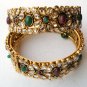 GENUINE INDIAN GOLD POLKI SEMIPRECIOUS EMERALD RUBY BANGLE BRACELET 2.4 2P DJ155