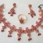 PREMIUM INDIAN STUDIO DESIGNER GOLD FINISH RUBY WEDDING NECKLACE EARRING SET R3
