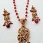 PREMIUM STYLE INDIAN DESIGNER GOLDTONE CZ POLKI BRIDAL PENDANT NECKLACE SET F383