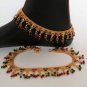 GENUINE INDIAN GOLD FINISH POLKI RUBY EMERALD BRIDAL ANKLET SARI PAYAL 2PC AP10