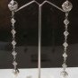 CHARMING SILVER PL LONG VICTORIAN AMERICAN PEARL EMERALD DESIGNER EARRINGS 185