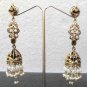 ANTIQUE FINISH INDIAN FASHION VICTORIAN JEWELRY PEARL BEADS AD JHUMKI EARRINGS