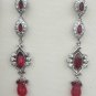 2 PC SILVER PLATED INDIAN FASHION VICTORIAN JEWELRY AMERICAN AD RUBY EARRINGS
