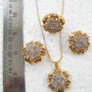 Pakistani Style Zirconia Pendant set with finger ring 2 tone jewellery