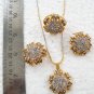 Pakistani Style Zirconia Pendant set with finger ring 2 tone jewellery