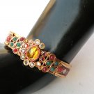BEAUTIFUL INDIAN GOLD TONE POLKI HINGED CZ RUBY 1PC BANGLES BRACELET 2.6 DJ175