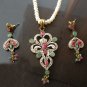 Antique Sterling Silver Style Gemstone Pendant Set with earring SIG52M