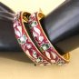 VINTAGE L@@K INDIAN GOLD TONE JEWELRY AMRICAN AD MEENAKARI BANGLE BRACELET VB98