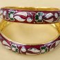 VINTAGE L@@K INDIAN GOLD TONE JEWELRY AMRICAN AD MEENAKARI BANGLE BRACELET VB98