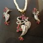 Antique Sterling Silver Style Gemstone Pendant Set with earring SIG57R