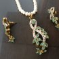 Antique Sterling Silver Style Gemstone Pendant Set with earring SIG50E