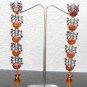 ANTIQUE SILVER TONE INDIAN FASHION JEWELRY VICTORIAN AMEERICAN AD EARRINGS VE14