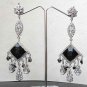 2 PC DEEP BLACK ONYX AD AMERICAN VICTORIAN FASHION JEWELRY SILVER PL EARRINGS