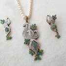 Antique Sterling Silver Style Gemstone Pendant Set with earring SIG55E