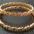 GORGEOUS 2 PC GOLD TONE SIMULATED AMRICAN AD STONE JEWELRY BANGLE BRACELET RB116