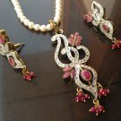 Antique Sterling Silver Style Gemstone Pendant Set with earring SIG55R