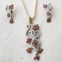 Antique Sterling Silver Style Gemstone Pendant Set with earring SIG55R