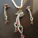 Antique Sterling Silver Style Gemstone Pendant Set with earring SIG53M