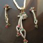 Antique Sterling Silver Style Gemstone Pendant Set with earring SIG53M