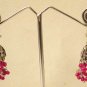 ANTIQUE 2 TONE VICTORIAN DESIGNER JEWELRY AMERICAN AD RUBY BEADS EARRINGS 185