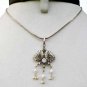 3 PC SILVER PLATED INDIAN VICTORIAN JEWELRY PEARL AD CHAIN PENDANT NECKLACE SET