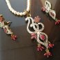 Antique Sterling Silver Style Gemstone Pendant Set with earring SIG56R