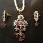 Antique Sterling Silver Style Gemstone Pendant Set with earring SIG56R