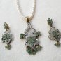 Antique Sterling Silver Style Gemstone Pendant Set with earring SIG51E
