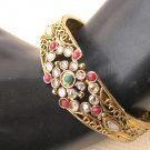 1PC INDIAN ANTIQUE L@@K CZ RUBY EMERALD VICTORIAN STYLE BRACELET 2.6" OPENABLE
